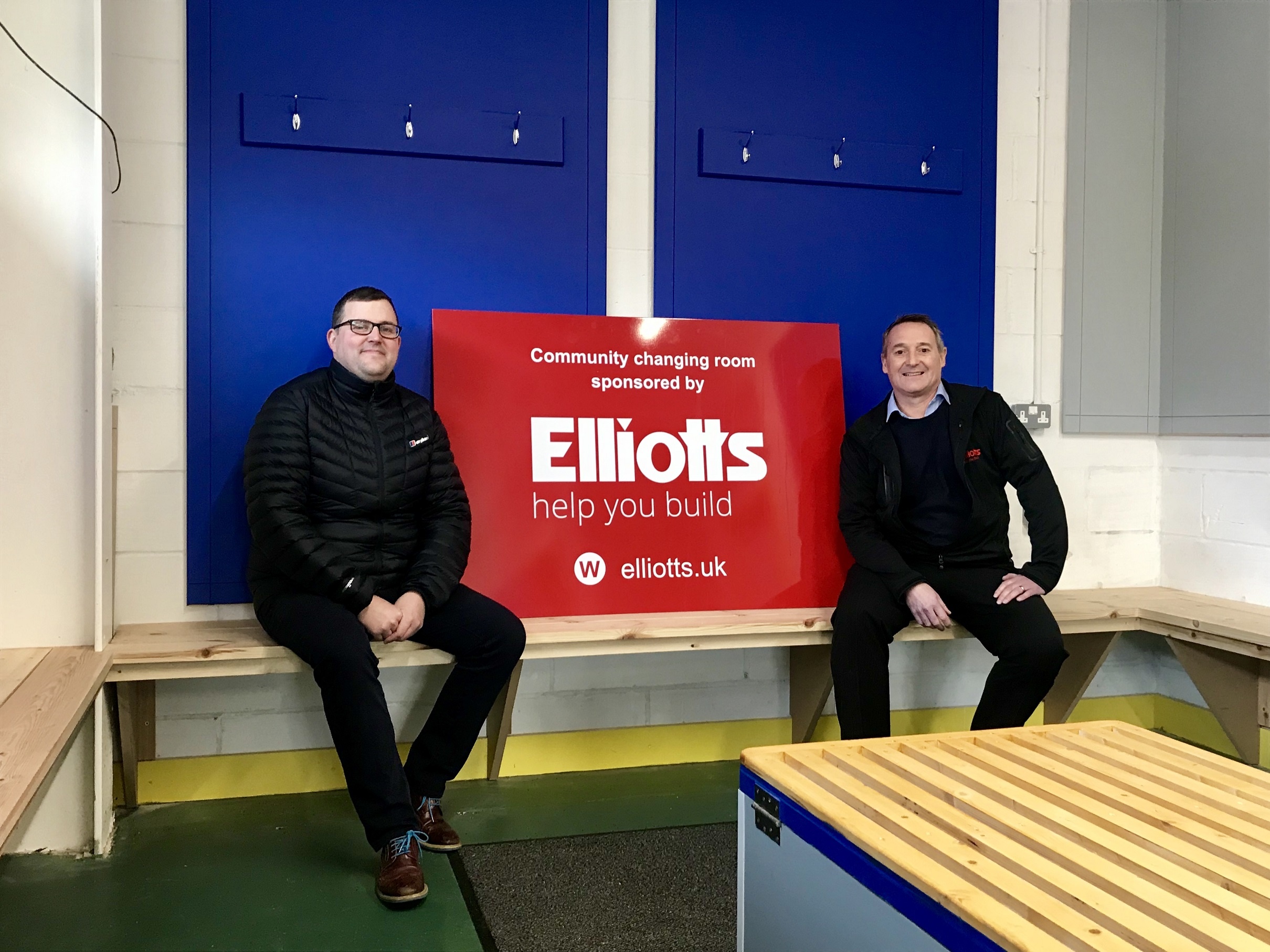 Eastleigh FC Chief Executive, Kenny Amor, and Elliotts Southampton Branch manager, Richard Sheath, in the new changing room