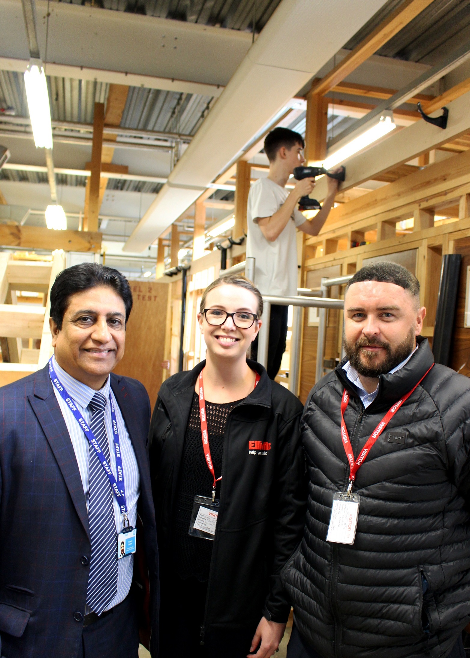 Kulwant Gautam, Construction and Professional Build Learning Manager at City College, with Emma McTaggart and James Harris from Elliotts.