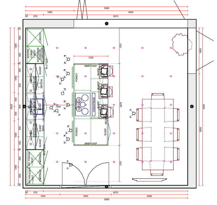 Kitchen floor plan - Designed by Elliotts Living Spaces Romsey, 2020