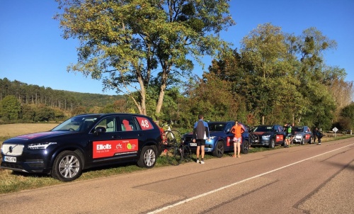 Team cars parked up during the challenge